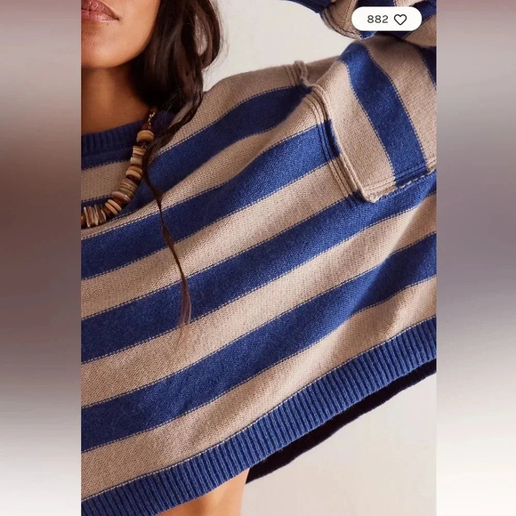 Free People Into the Blue Pullover Sweater M - Picture 3 of 8